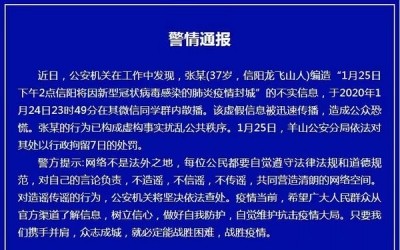 编造“信阳封城”虚假消息者被抓 拘留7日